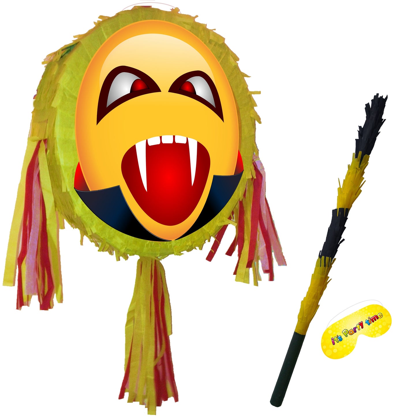 Vampire emoji Piñata set theme Party pinata supplies happy birthday stick blindfold Halloween Scary Creepy bat blood suck Dracula treat