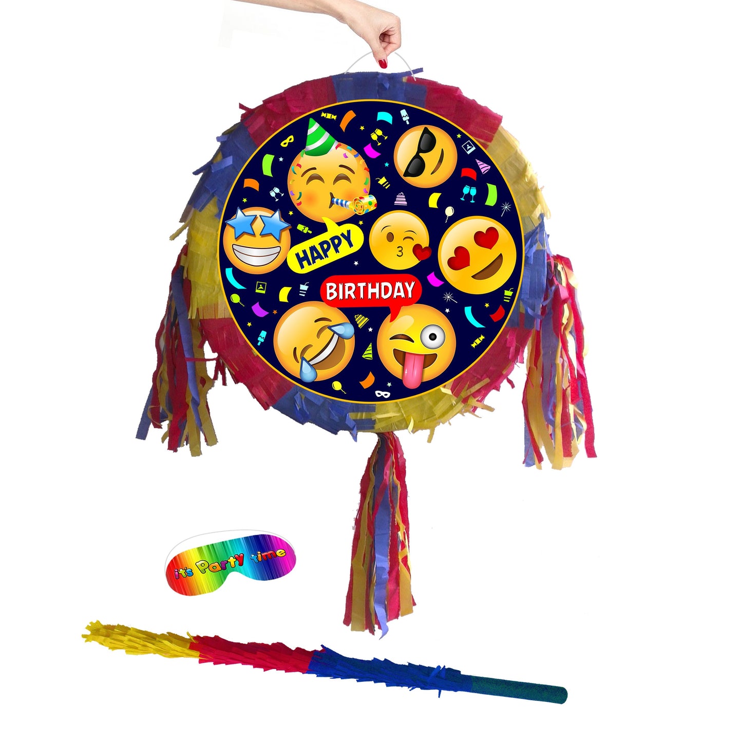 emoji Birthday Pinata Round theme piñata party supplies happy Smash Game smileys Face eyes unisex greeting emotion cool emotion exciting UK