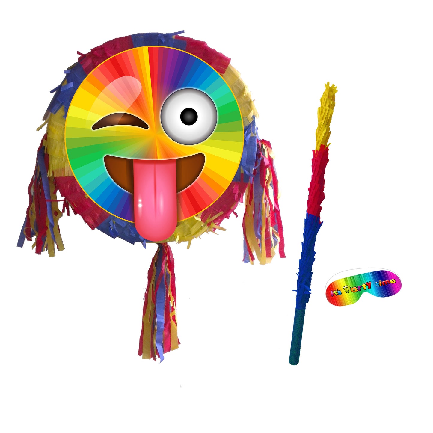 Colourful emoji Birthday Pinata Round theme piñata party supplies happy Smash Game smileys Face eyes unisex greeting emotion cool emotion