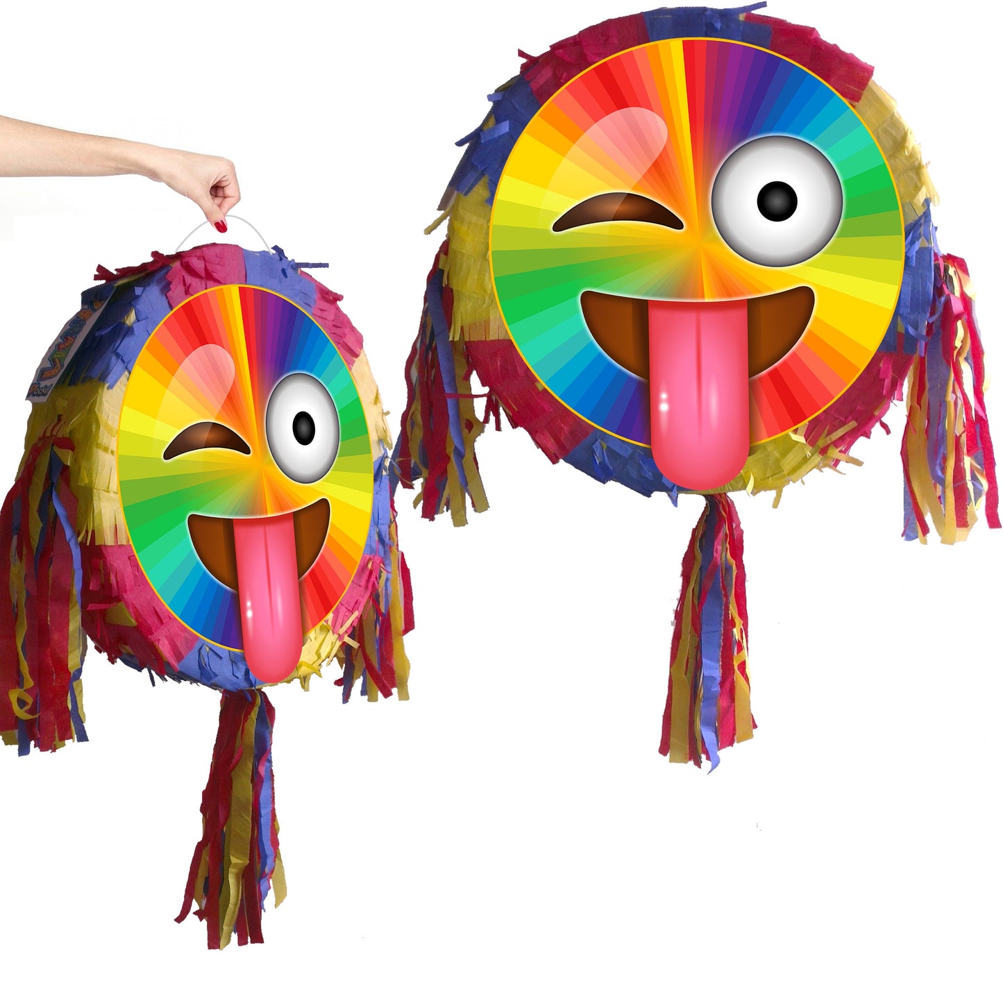 Colourful emoji Birthday Pinata Round theme piñata party supplies happy Smash Game smileys Face eyes unisex greeting emotion cool emotion