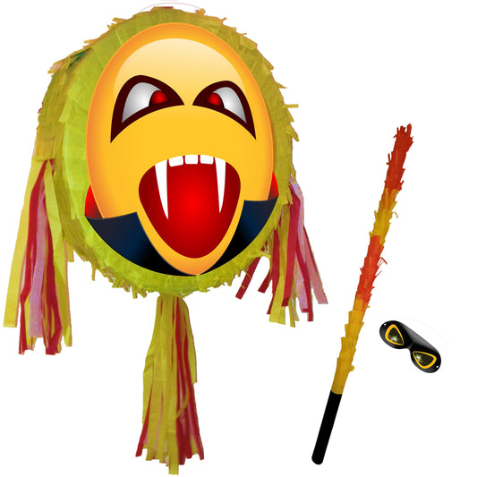 Vampire emoji Piñata set theme Party pinata supplies happy birthday stick blindfold Halloween Scary Creepy bat blood suck Dracula treat