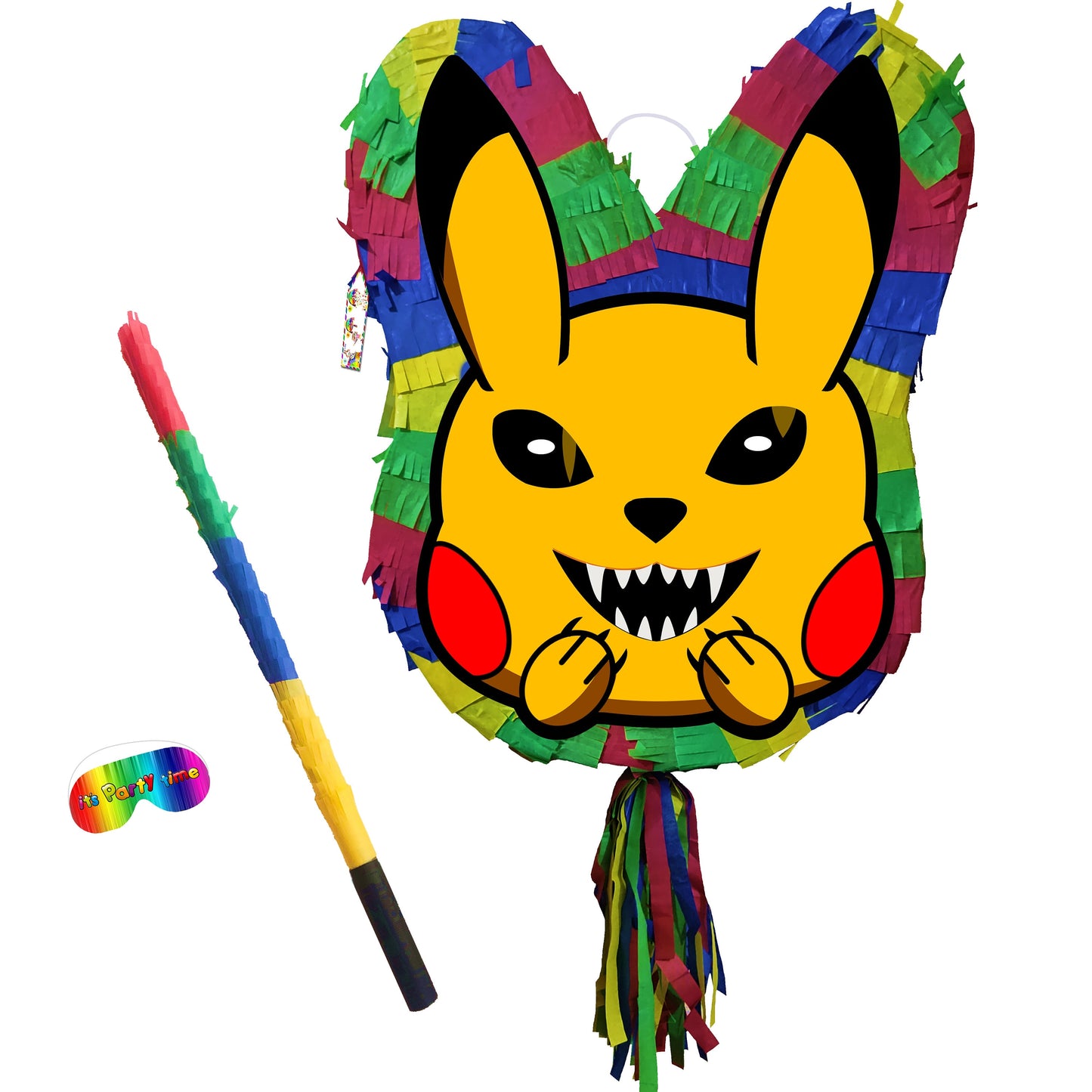 Scary Piñata with stick Party pinata supplies birthday Creepy happy game trick or treat Halloween theme Pikachu Pokémon go poke ball 2023