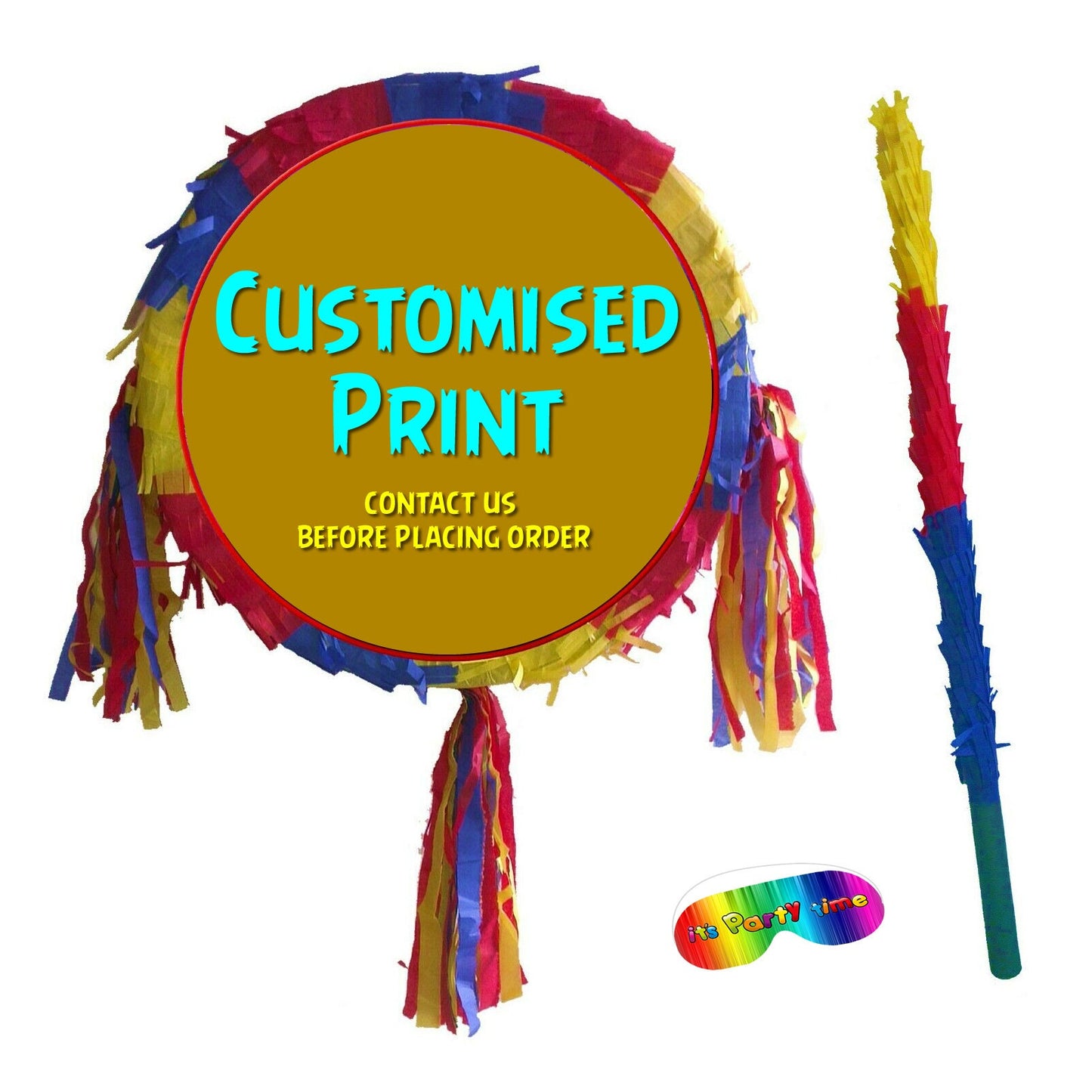 UK Seller Customised Piñata Party Round theme pinata happy birthday fun stick blindfold personalised on demand order variety cartoons movies