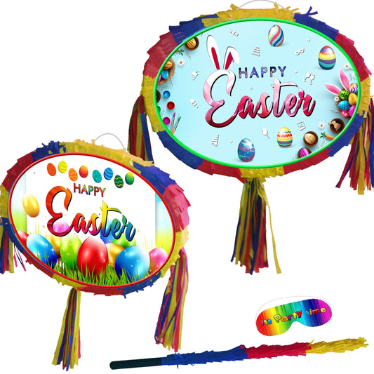 Easter Oval Pinata happy Birthday theme Party piñata supplies decorations stick Smash Game unisex good Friday spring holidays bunny egg bon