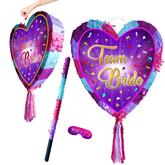 Team Bride heart pinata and stick girls Party love theme supplies happy Game to be hen Do prom wedding stag hag bachelor bridal shower night