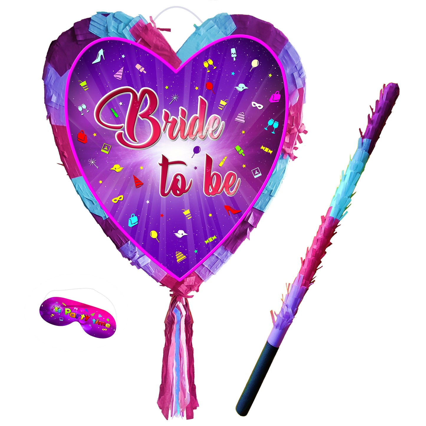 Bride to Be heart pinata and stick girls Party love theme supplies happy Game team hen Do prom wedding stag hag bachelor bridal shower night