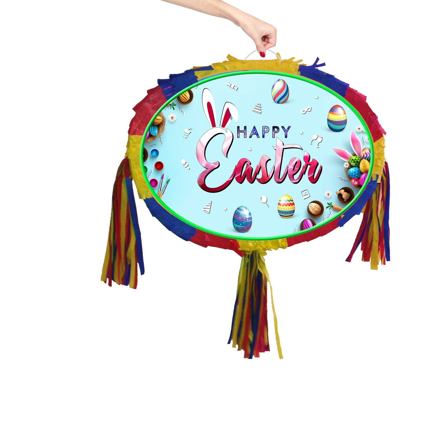 Easter Oval Pinata happy Birthday theme Party piñata supplies decorations stick Smash Game unisex good Friday spring holidays bunny egg bon