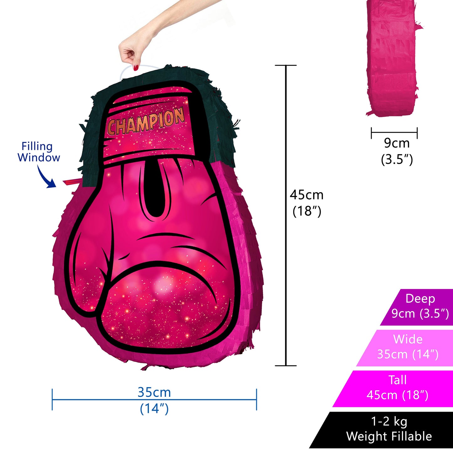 Big pink Glove Pinata Boxing girls Party theme supplies happy birthday fun stick blindfold champion boxer kick UFC WBA championship fight UK