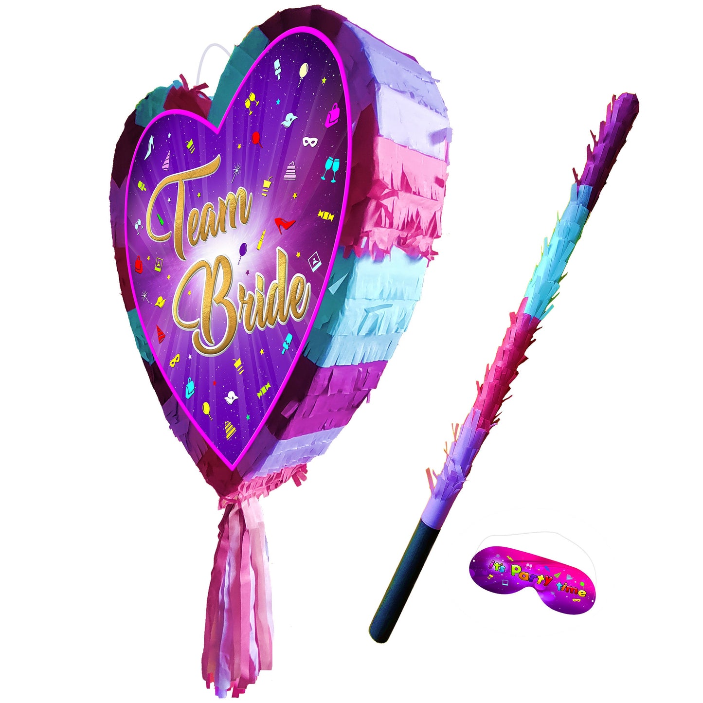 Team Bride heart pinata and stick girls Party love theme supplies happy Game to be hen Do prom wedding stag hag bachelor bridal shower night