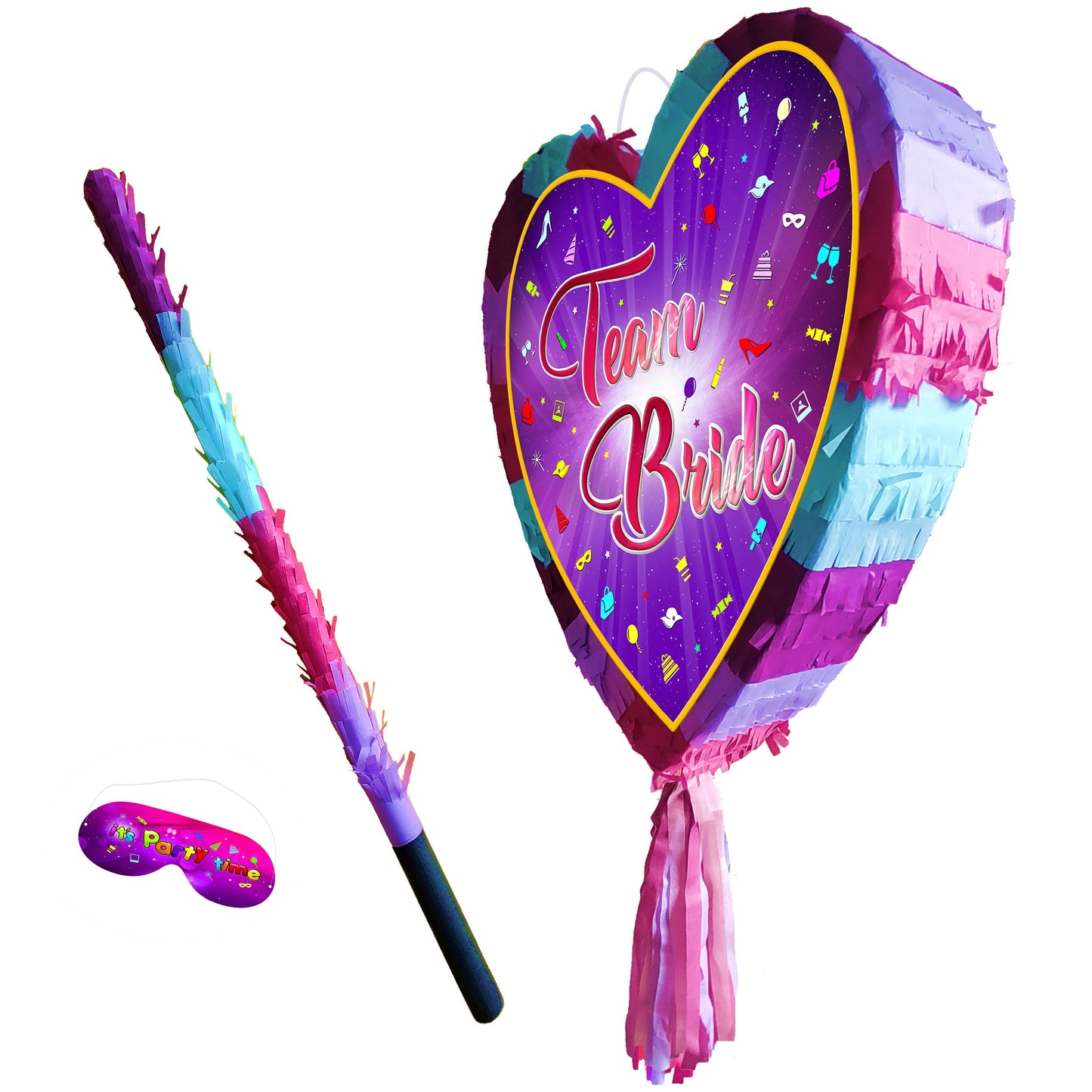 Team Bride heart pinata and stick girls Party love theme supplies happy Game to be hen Do prom wedding stag hag bachelor bridal shower night