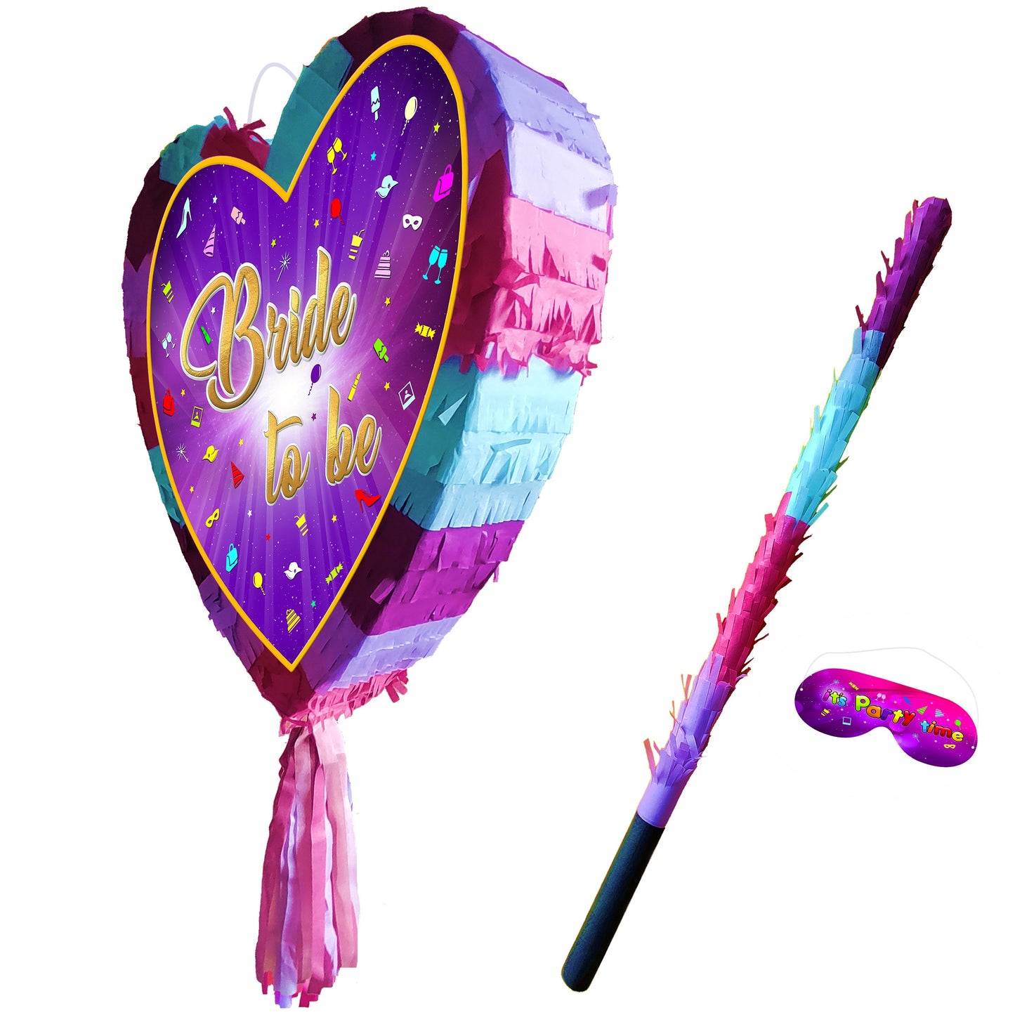 Bride to Be heart pinata and stick girls Party love theme supplies happy Game team hen Do prom wedding stag hag bachelor bridal shower night