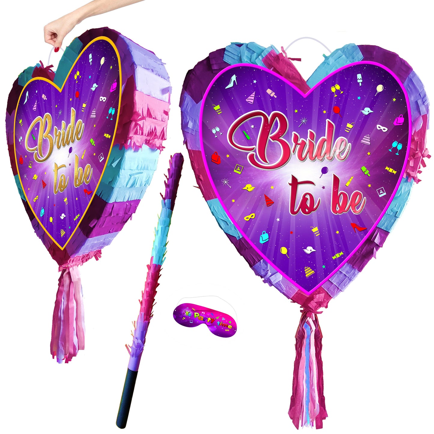 Bride to Be heart pinata and stick girls Party love theme supplies happy Game team hen Do prom wedding stag hag bachelor bridal shower night