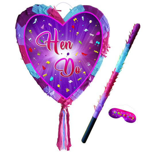 Hen Do pinata heart with stick girls Party love theme supplies happy Game team hen prom wedding stag hag bachelor bride to be nigh shower UK