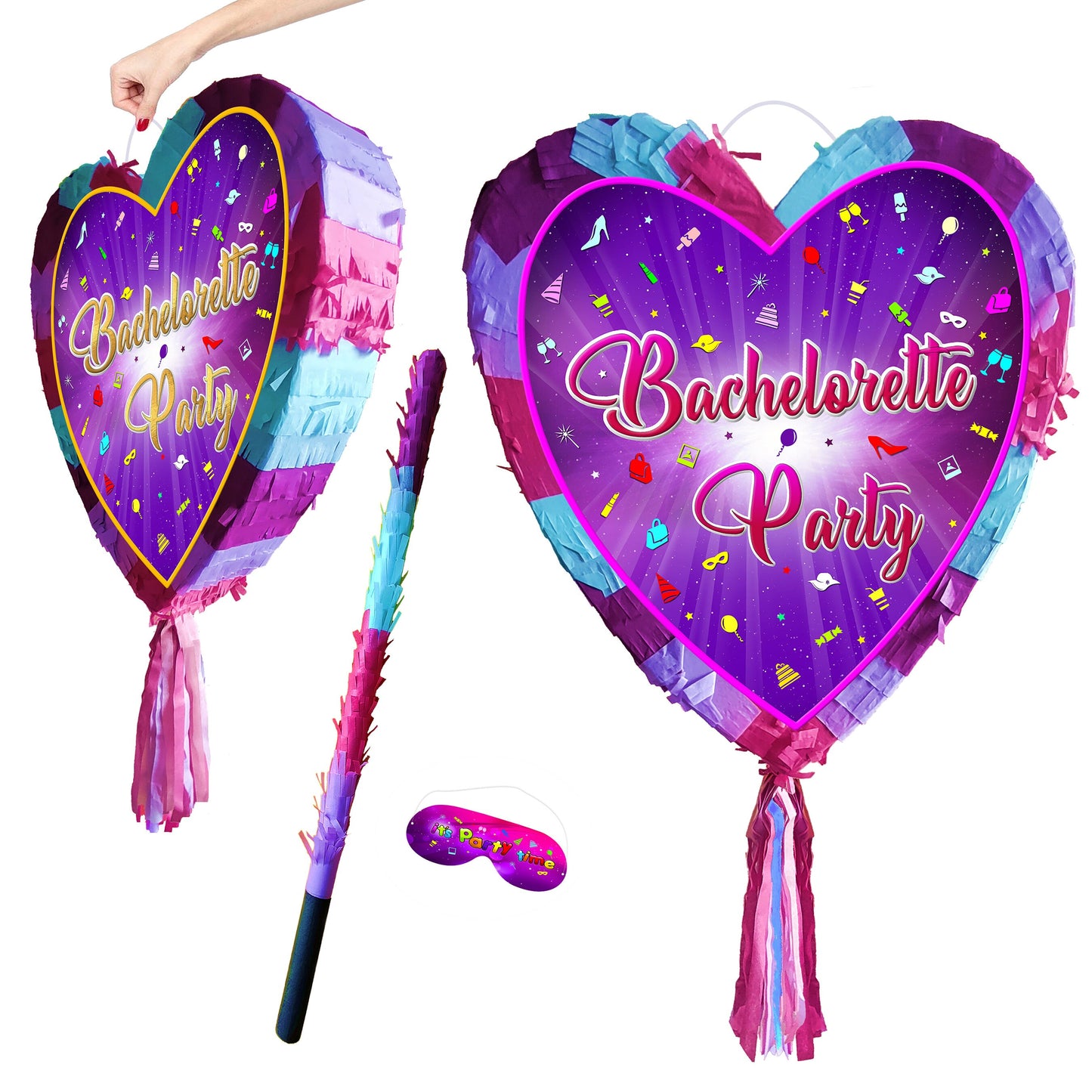 Bachelorette Party heart Pinata with stick love theme supplies happy Game team prom wedding stag hag Hen Night team bride to be Do shower UK