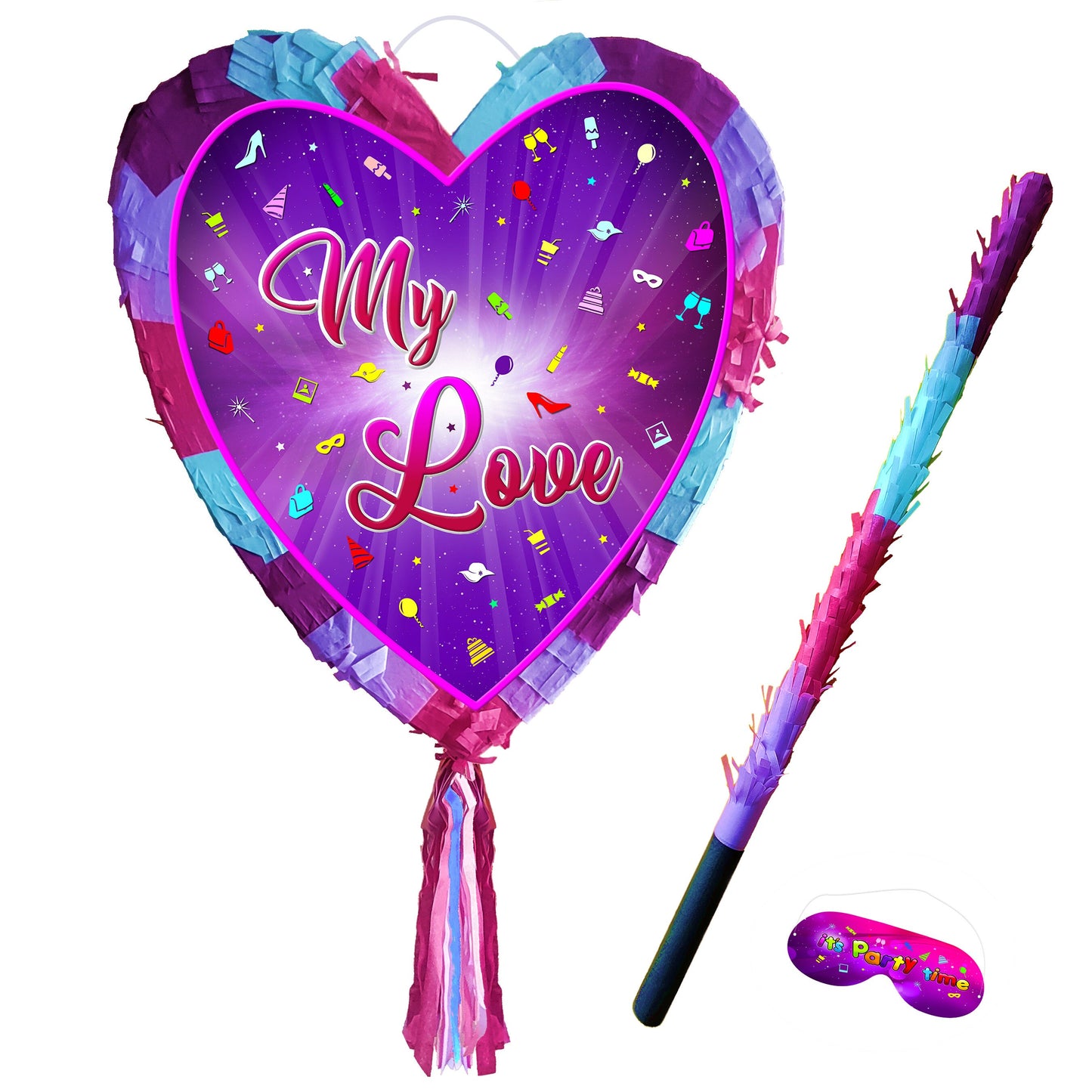 My Love heart Pinata with stick love theme supplies happy Game team prom wedding stag hag Hen Night team bride to be shower Valentines day