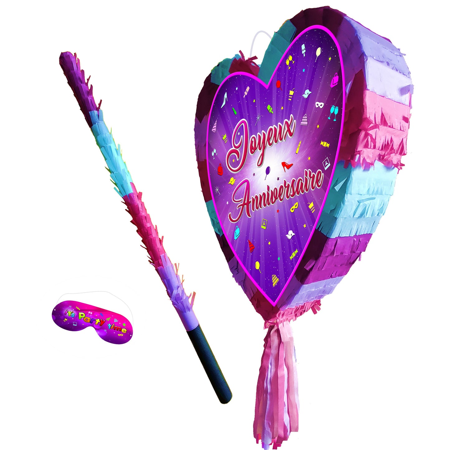 Joyeux Anniversaire heart Pinata with stick love Party happy birthday Game jeu d'anniversaire jeu de société fille pinata fête de thème UK