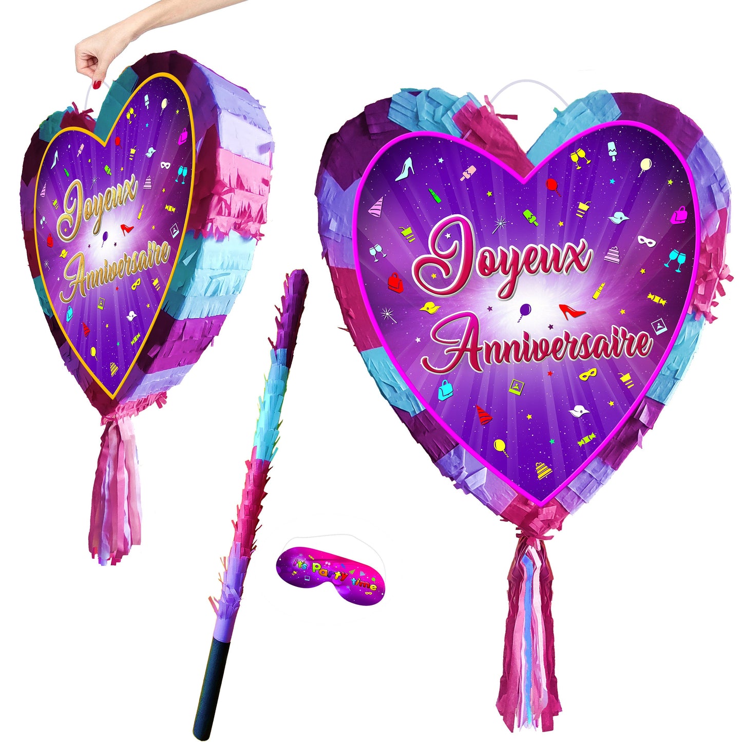 Joyeux Anniversaire heart Pinata with stick love Party happy birthday Game jeu d'anniversaire jeu de société fille pinata fête de thème UK