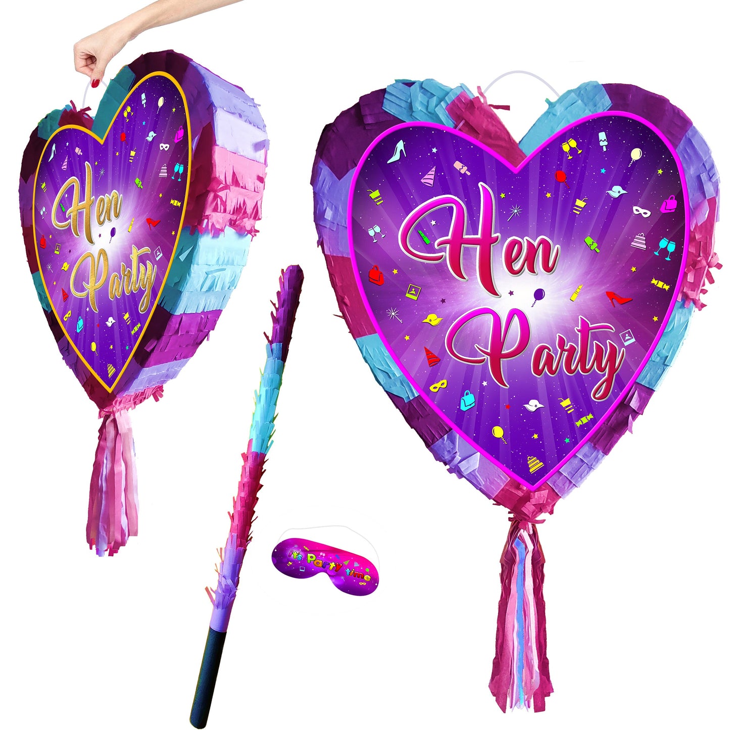 Hen Party heart pinata and stick girls Party love theme supplies happy Game team hen prom wedding stag hag bachelor bride to be night shower