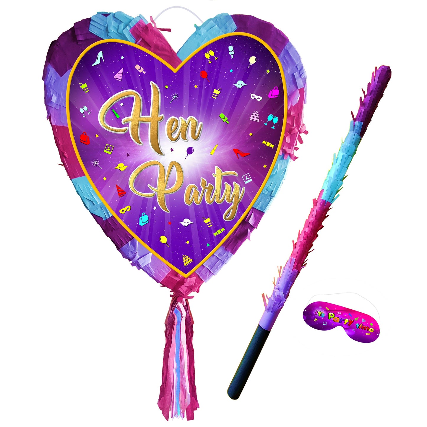 Hen Party heart pinata and stick girls Party love theme supplies happy Game team hen prom wedding stag hag bachelor bride to be night shower