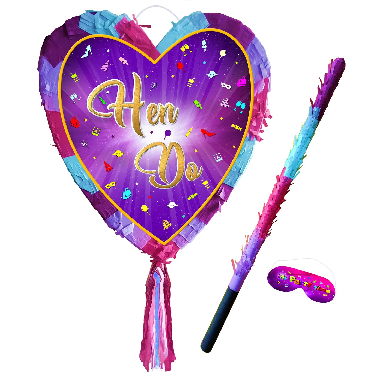 Hen Do pinata heart with stick girls Party love theme supplies happy Game team hen prom wedding stag hag bachelor bride to be nigh shower UK