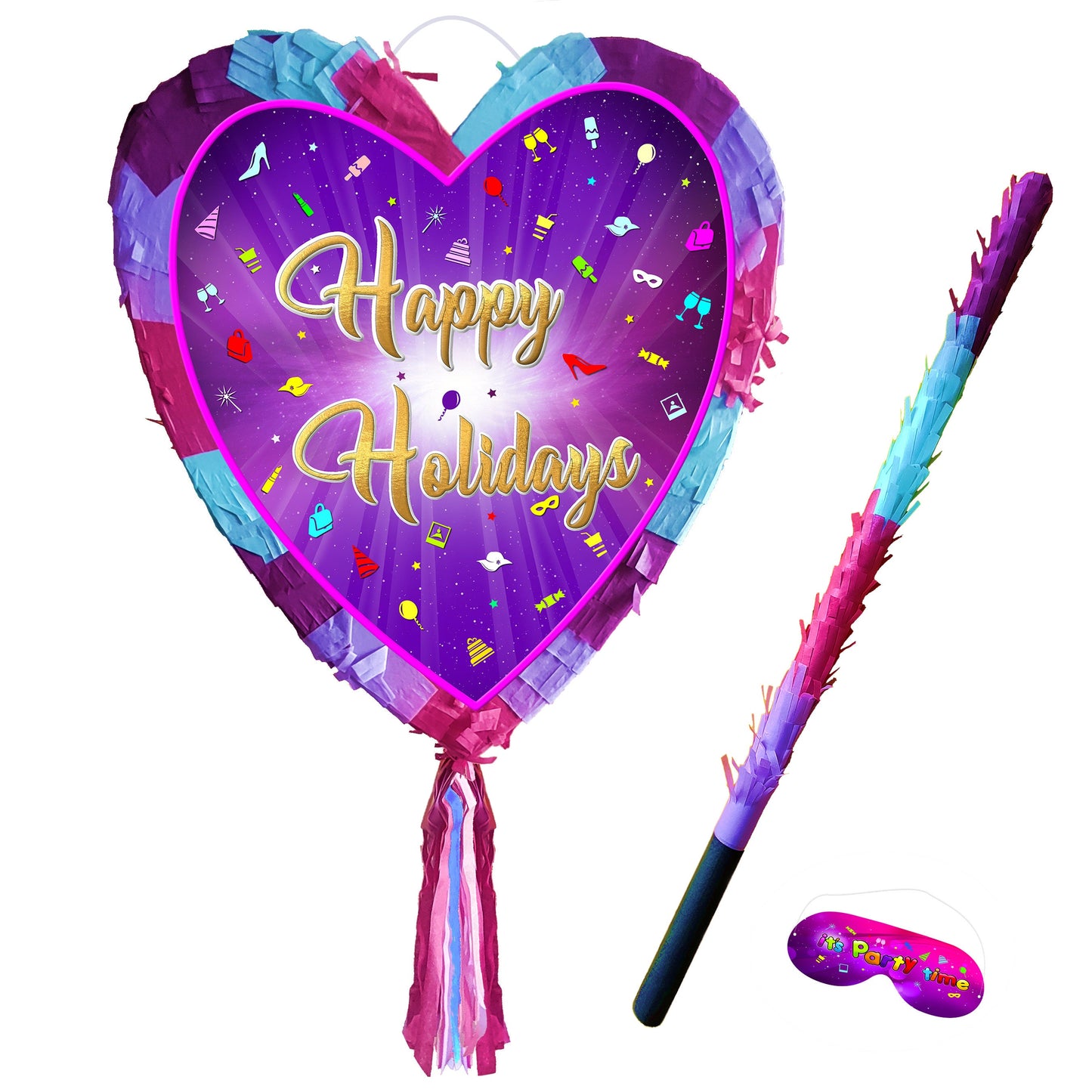 Happy Holidays heart Pinata with stick love theme supplies party game Girls Day out partner Ceremony Event surprise Valentines day Slumber