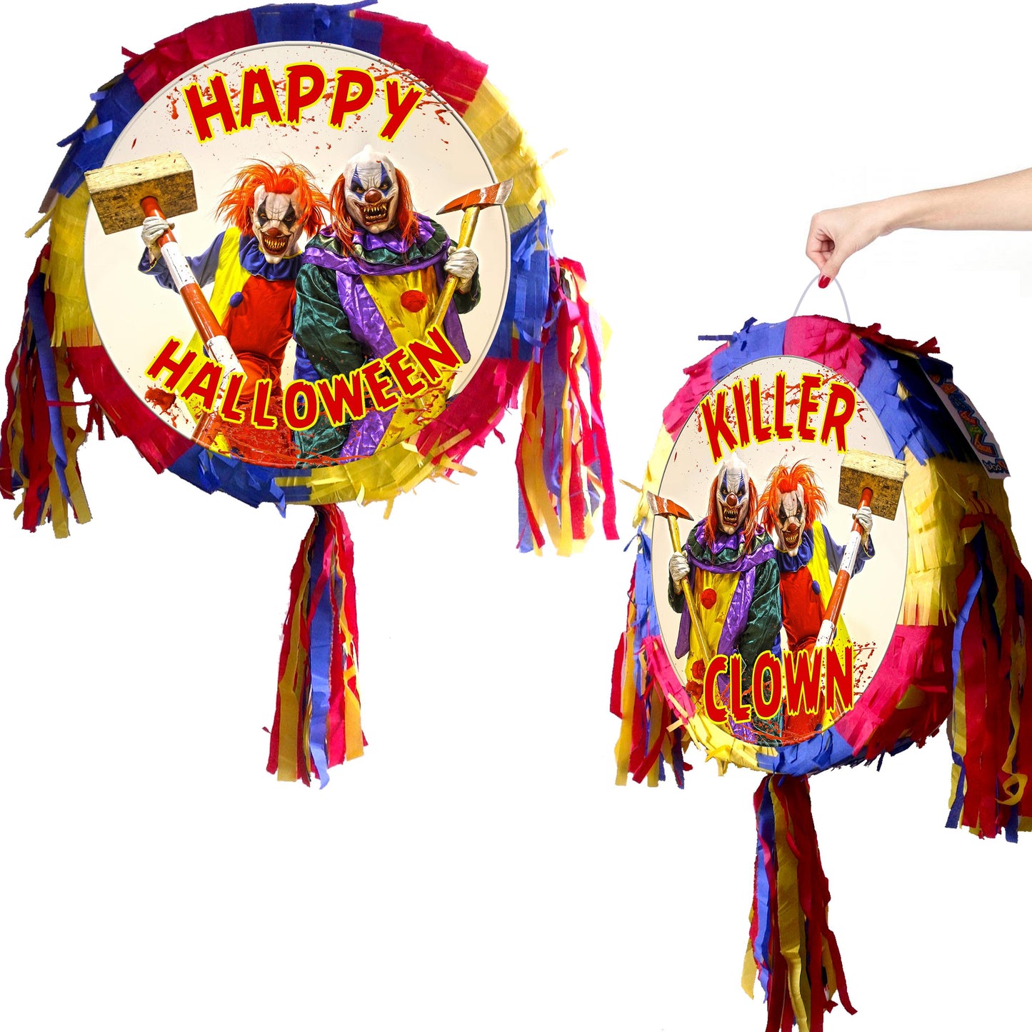 Killer Clown Piñata set theme Party pinata supplies happy birthday stick blindfold Halloween Scary Creepy apocalypse Zombie Joker vampire