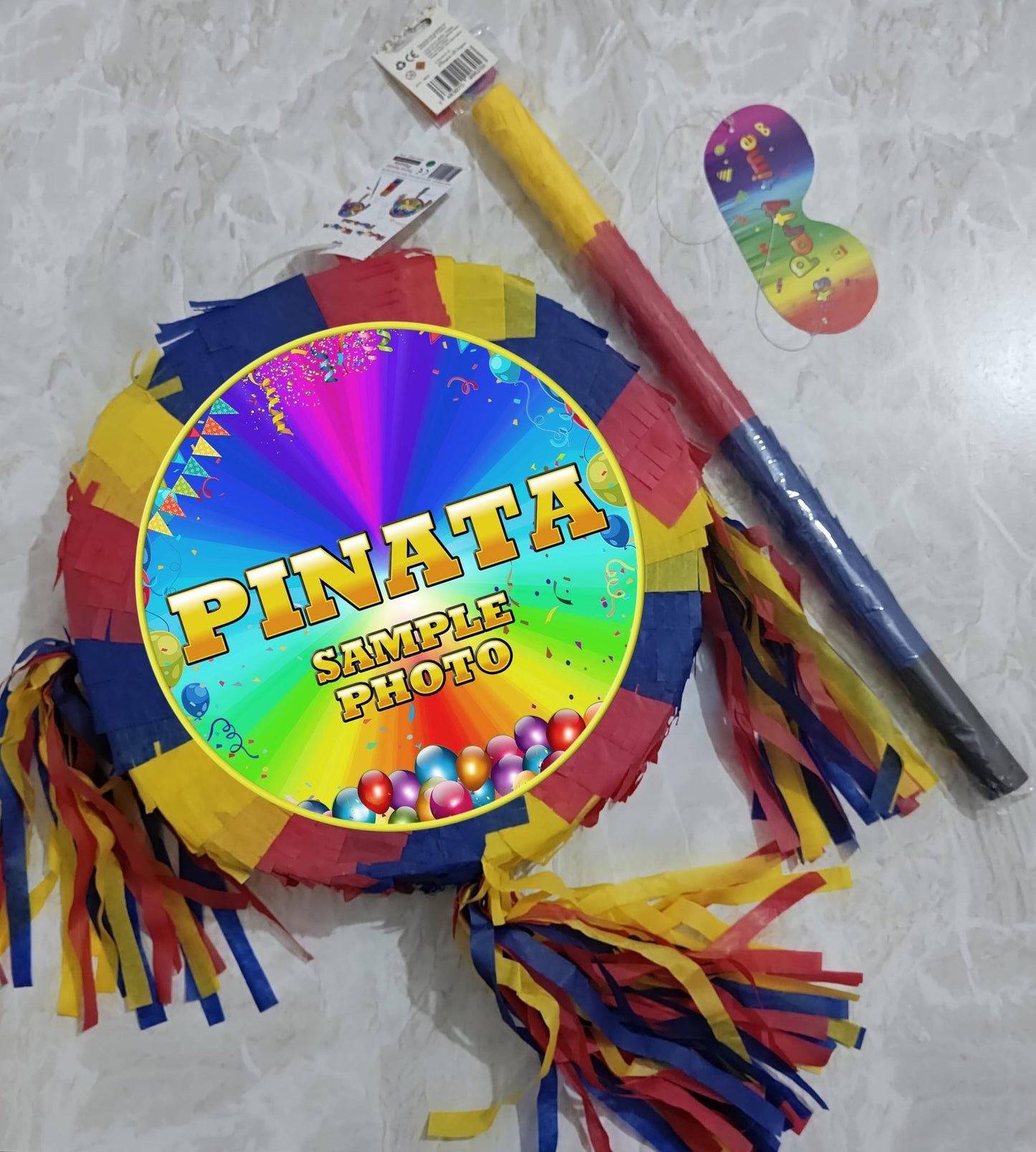 UK Seller personalised theme Piñata Party Round pinata happy birthday fun stick blindfold on demand order variety cartoons custom text name