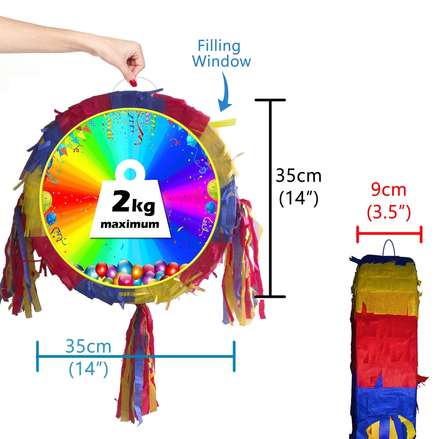 UK Seller personalised theme Piñata Party Round pinata happy birthday fun stick blindfold on demand order variety cartoons custom text name