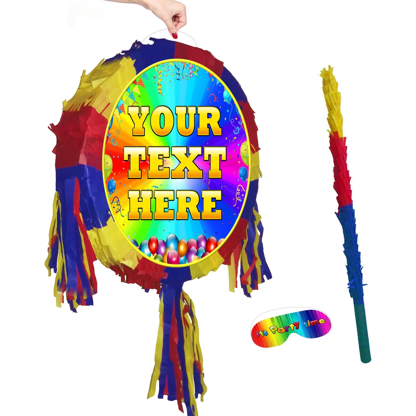 UK Seller personalised theme Piñata Party Round pinata happy birthday fun stick blindfold on demand order variety cartoons custom text name