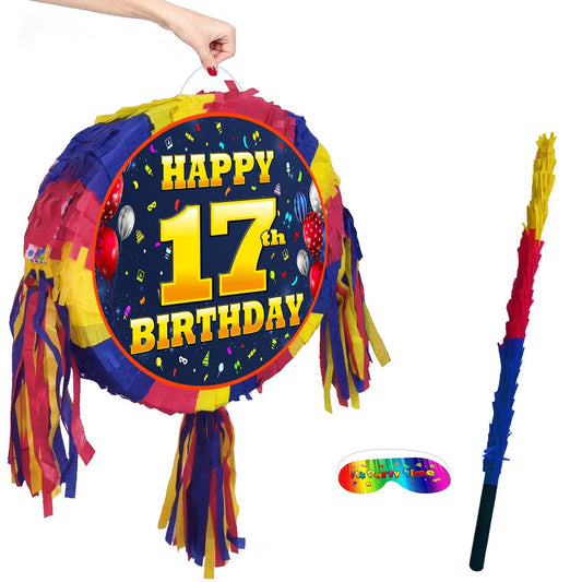 17th Birthday Number Pinata happy universal theme Party piñata supplies decorations stick Smash Game unisex seventeen seventeenth 17 years