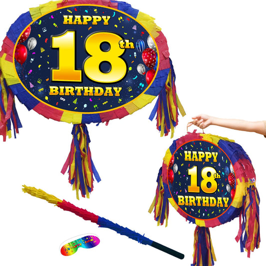 18th Birthday Number Pinata happy universal theme Party piñata supplies adult debut stick Smash Game unisex eighteen eighteenth 18 years