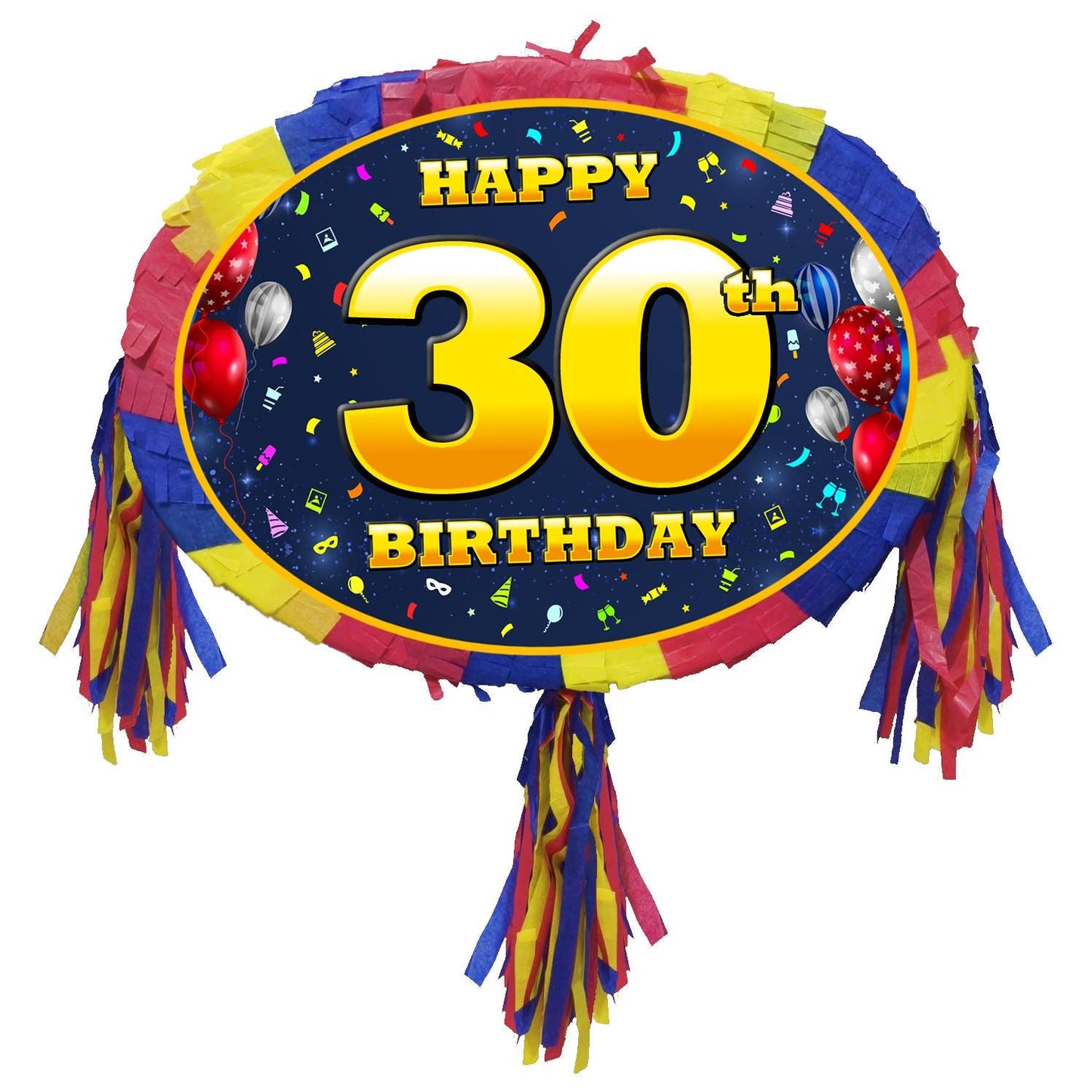 30th Birthday Number Pinata happy universal theme Party piñata supplies stick Smash Game unisex thirtieth thirty 30 years three zero
