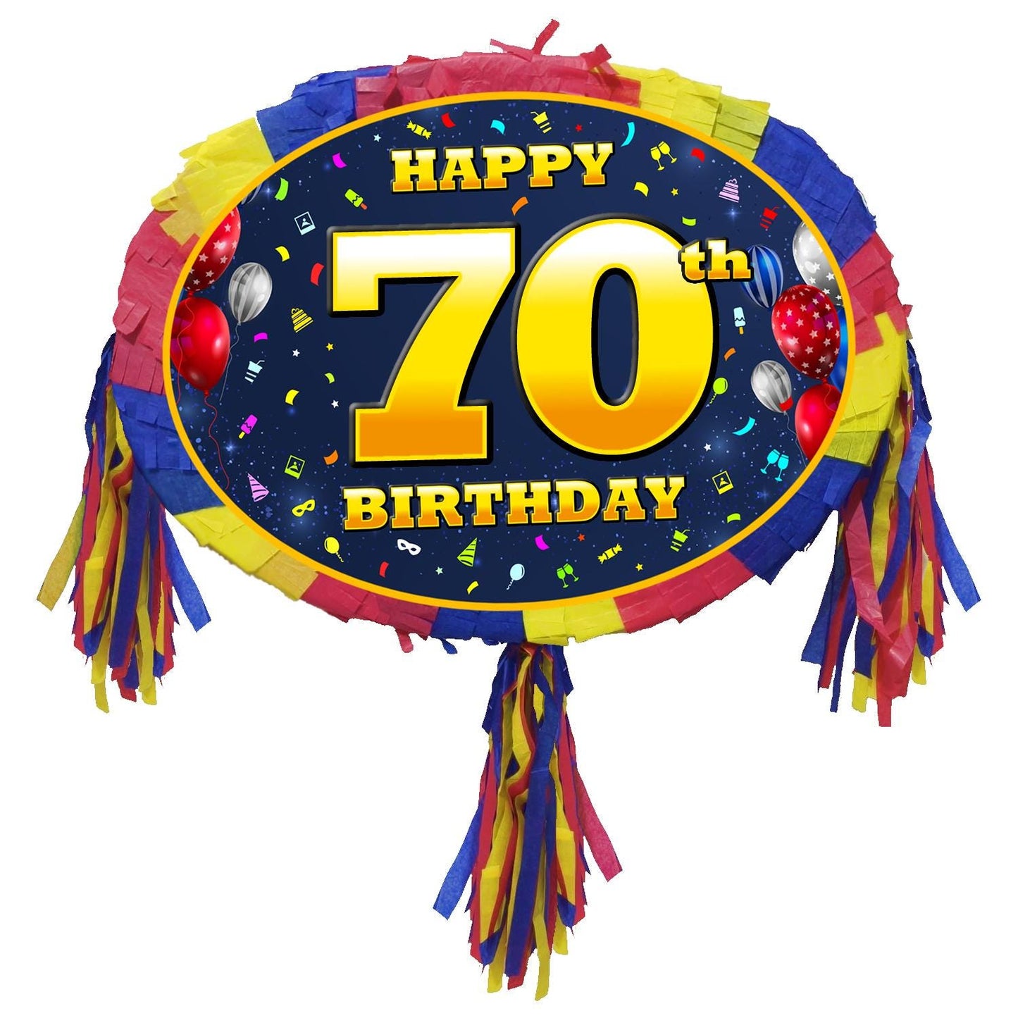 70th Birthday Number Pinata happy universal theme Party piñata stick Smash Game unisex seventy seventieth 70 years Golden Diamond Jubilee