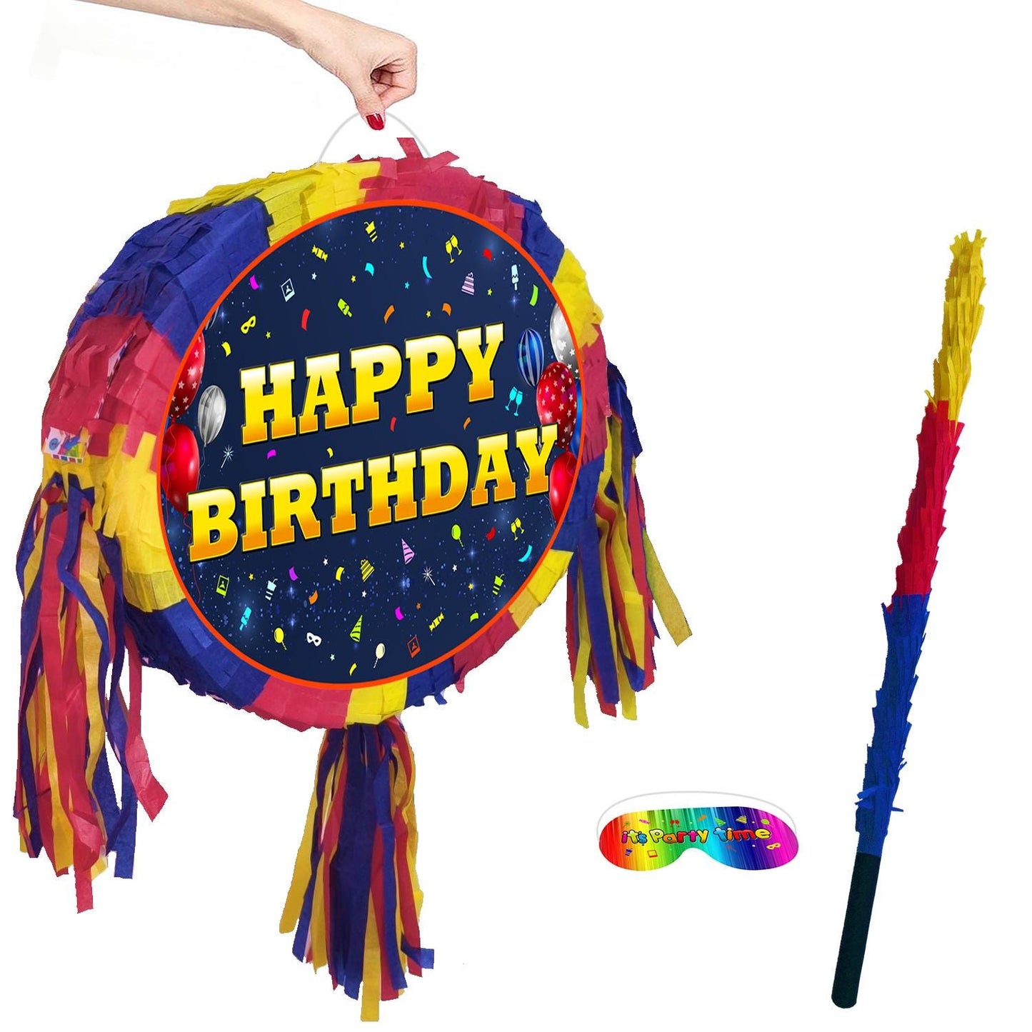 Happy Birthday Pinata number oval universal theme Party piñata event supplies decorations stick Smash Game unisex boys girls all ages bright