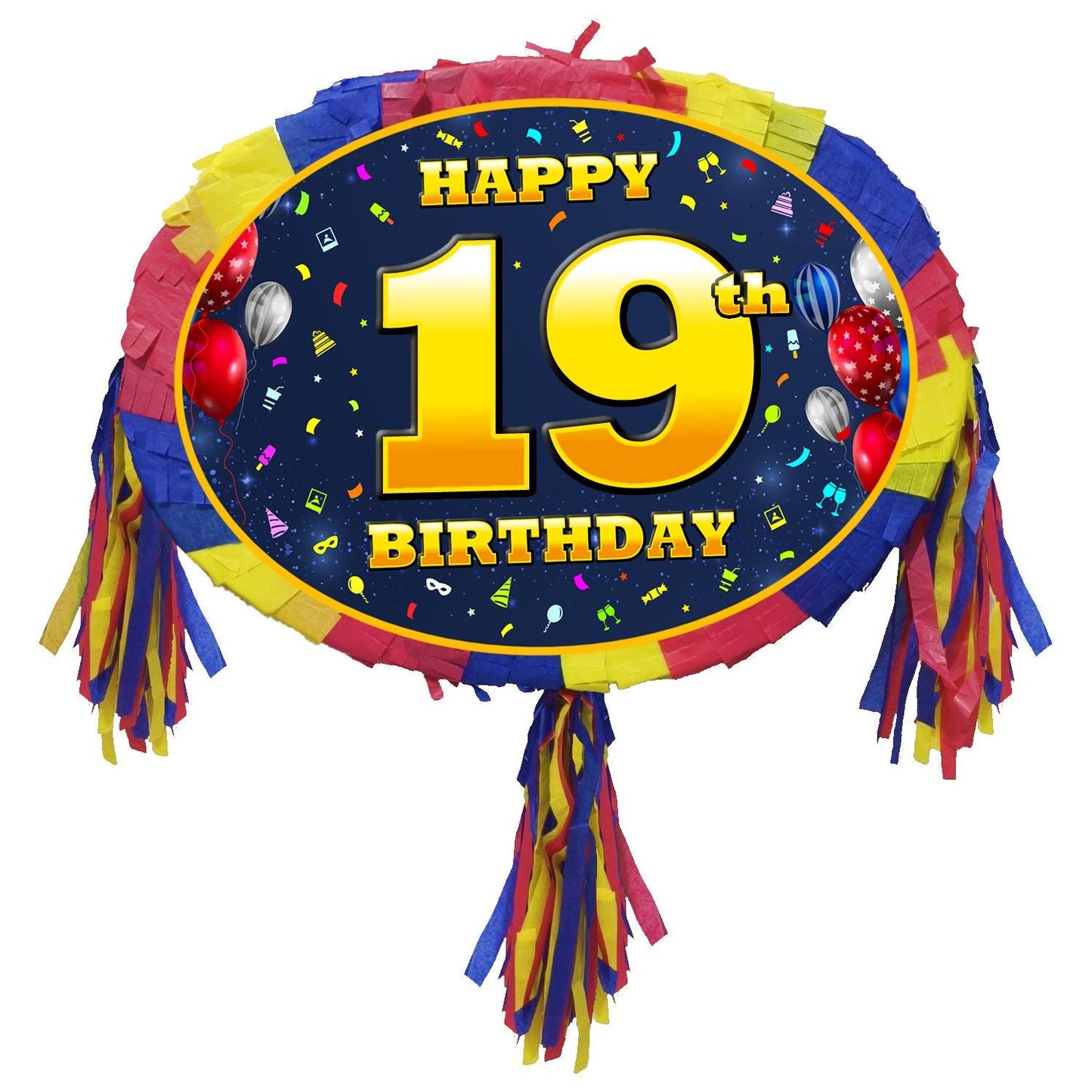 19th Birthday Number Pinata happy universal theme Party piñata supplies adult debut stick Smash Game unisex nineteen nineteenth 19 years