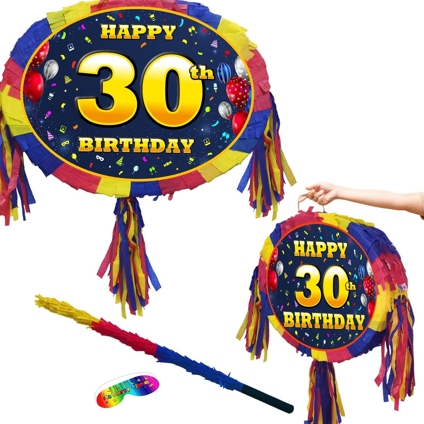 30th Birthday Number Pinata happy universal theme Party piñata supplies stick Smash Game unisex thirtieth thirty 30 years three zero