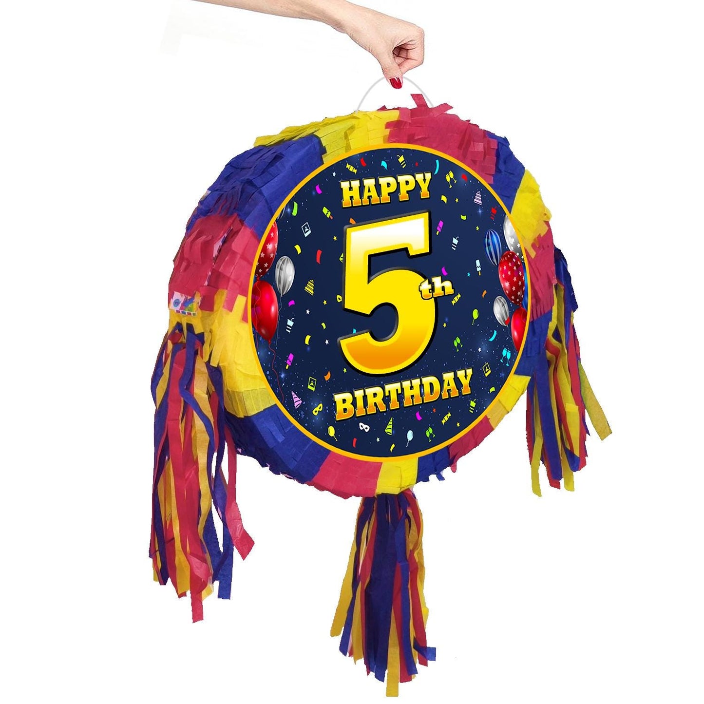 5th Birthday Pinata number oval happy universal theme Party piñata event supplies decorations stick Smash Game unisex fifth Five 5 years UK