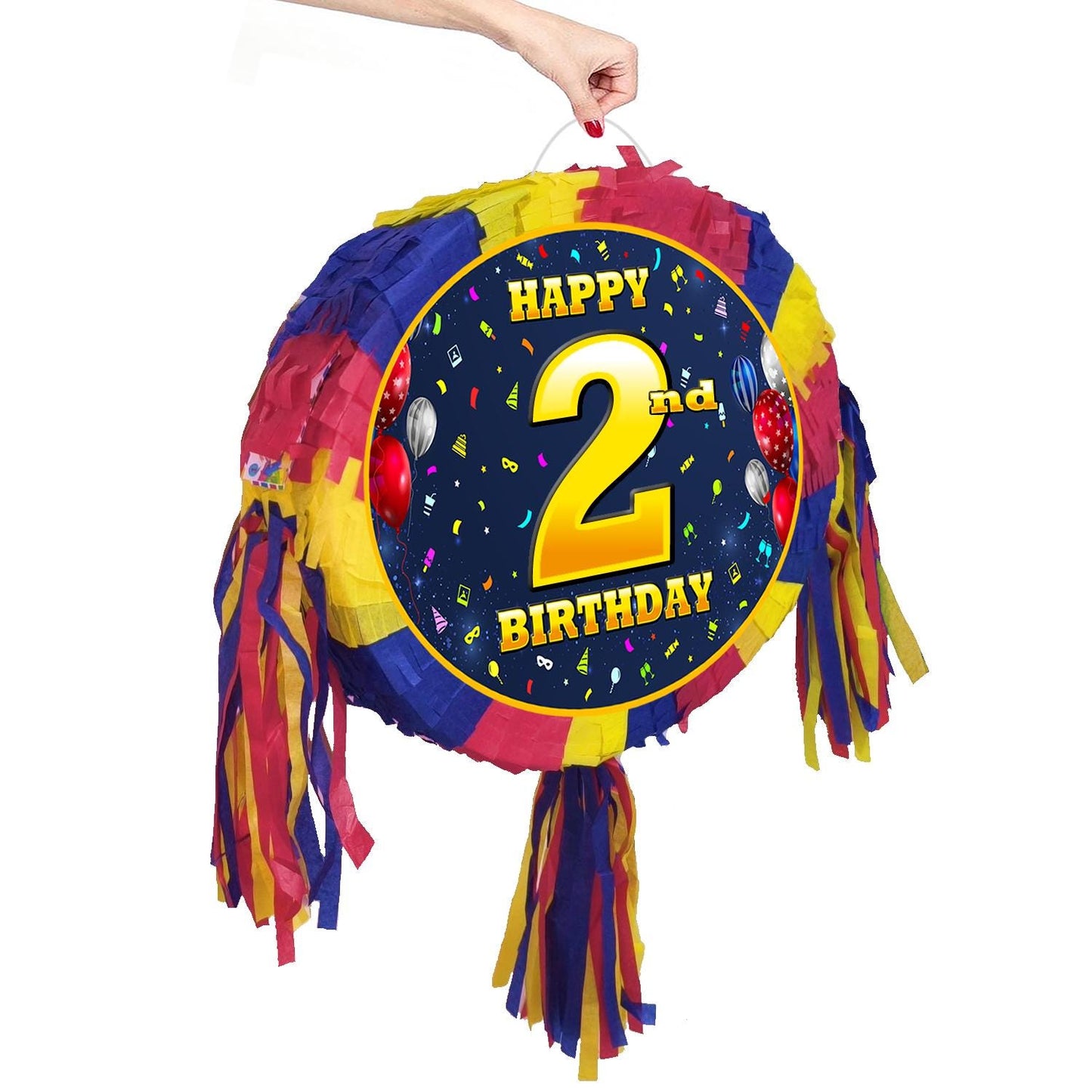 2nd Birthday Pinata number oval happy universal theme Party piñata event supplies decorations stick Smash Game unisex two second 2 years UK
