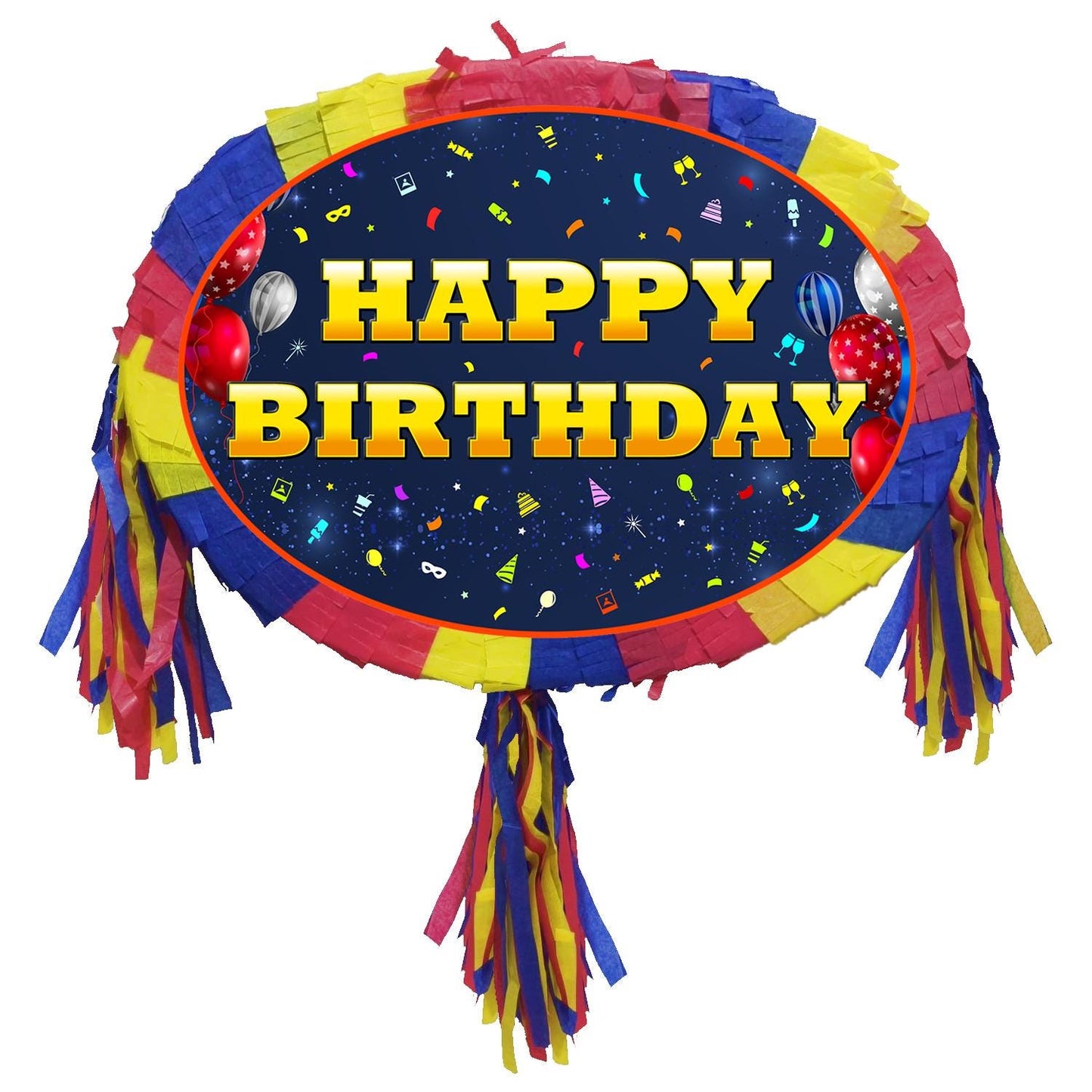 Happy Birthday Pinata number oval universal theme Party piñata event supplies decorations stick Smash Game unisex boys girls all ages bright