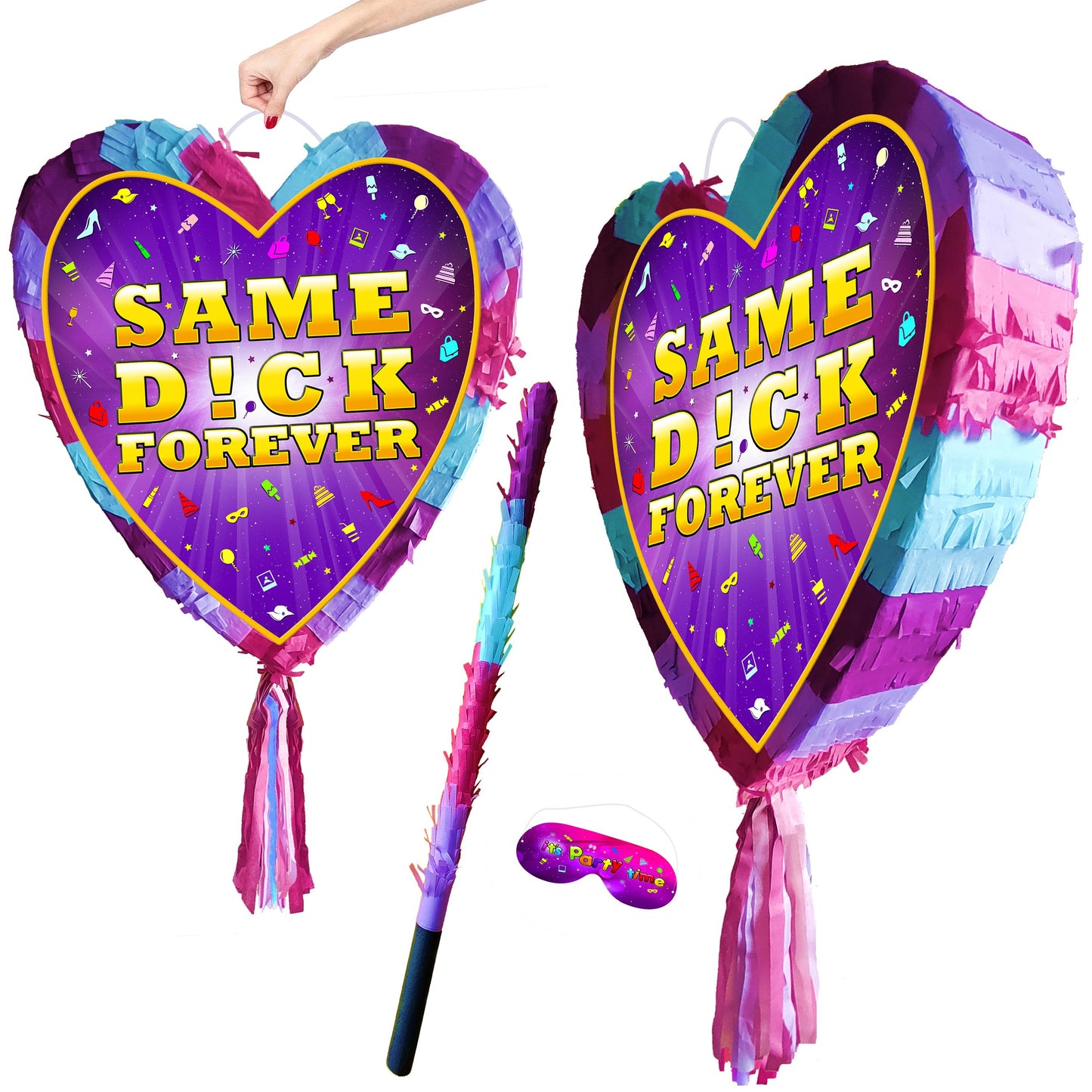 Same D!CK Forever heart pinata and stick girls Party love theme happy Game team hen Do prom wedding stag bachelor bride to be night tribe UK