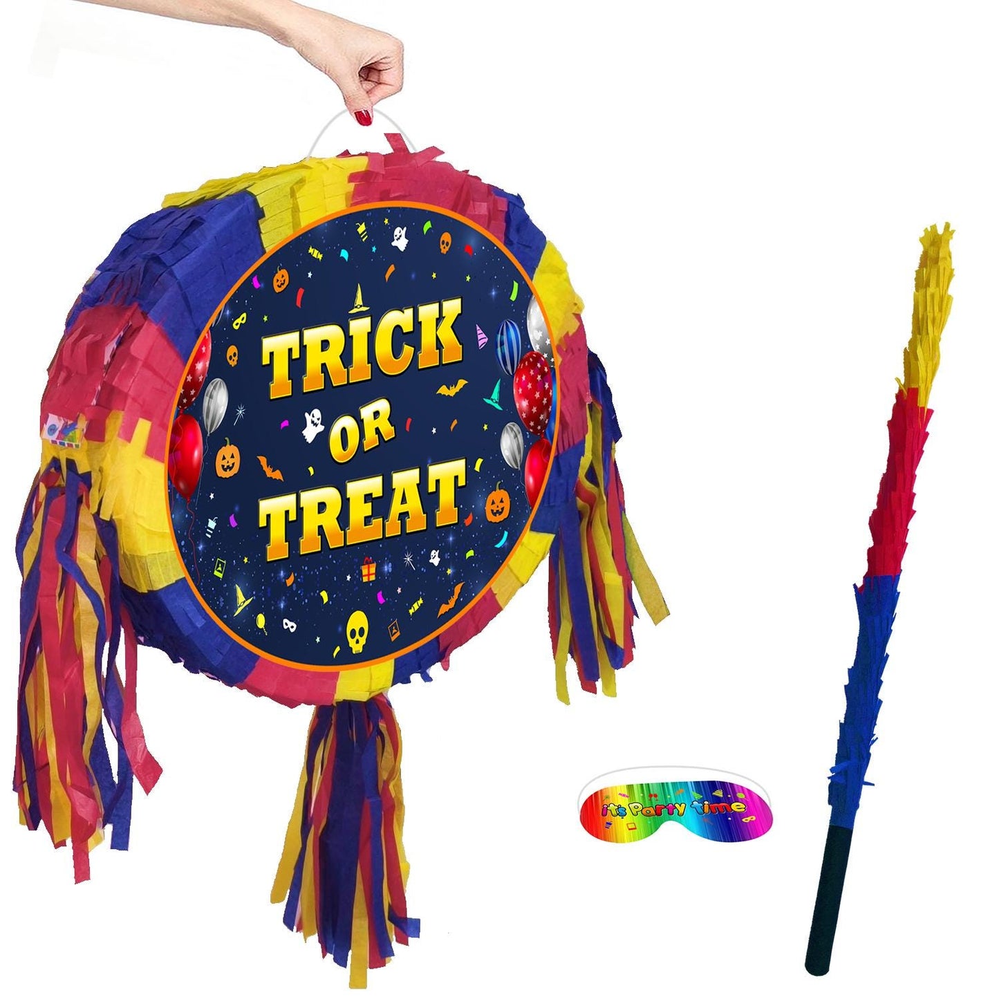 Trick or Treat Halloween Oval Pinata with stick theme Party large piñata supplies birthday blindfold Scary Creepy happy game UK 2025 special