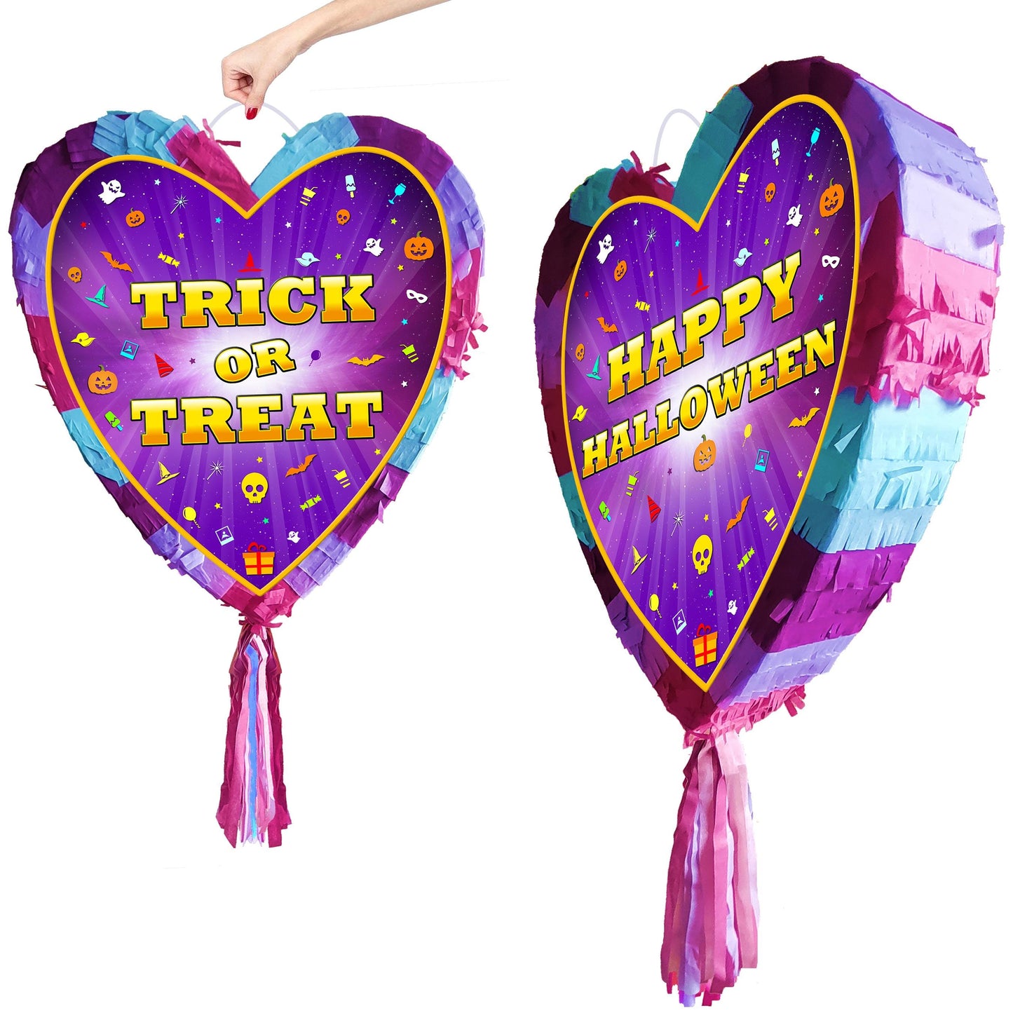 Trick or Treat Heart pinata with stick theme Party large supplies birthday blindfold Scary Creepy happy game Halloween 2025 fun Piñata UK