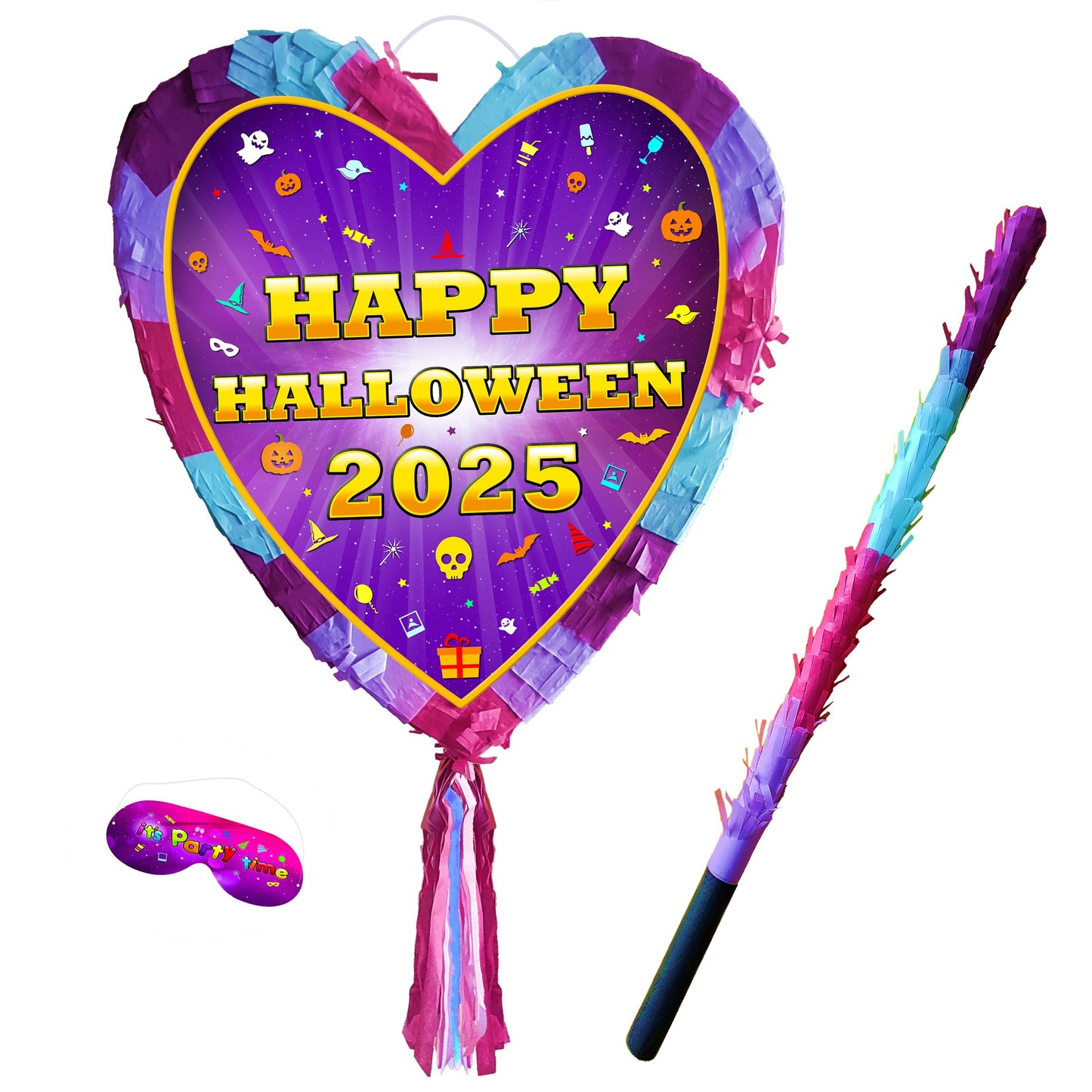 Trick or Treat Heart pinata with stick theme Party large supplies birthday blindfold Scary Creepy happy game Halloween 2025 fun Piñata UK