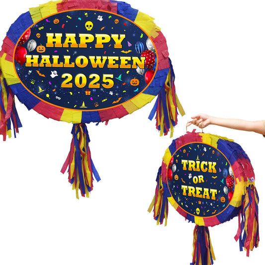 Trick or Treat Halloween Oval Pinata with stick theme Party large piñata supplies birthday blindfold Scary Creepy happy game UK 2025 special